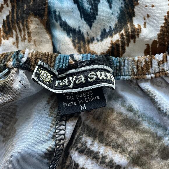 Y2K Midi Dress Size Medium Blue Brown Animal Print Sleeveless Babydoll Stretch - Picture 9 of 15